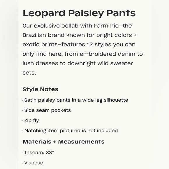 FARM Rio Teal & Brown Paisley Wide-Leg Palazzo Pants - Picture 4 of 12